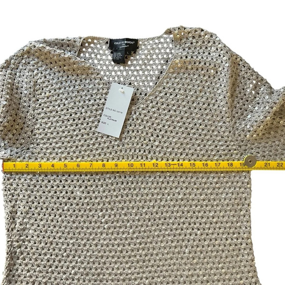 Colette Mordo for Sadimara Linen Blend Open Knit Sweater Beige Size Large NWT - Picture 7 of 9